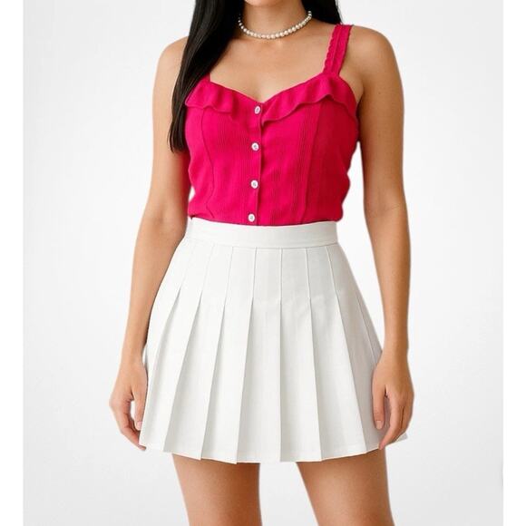 Abercrombie & Fitch Sleeveless Cami Button Front Ruffle Pink Size S - Picture 1 of 6